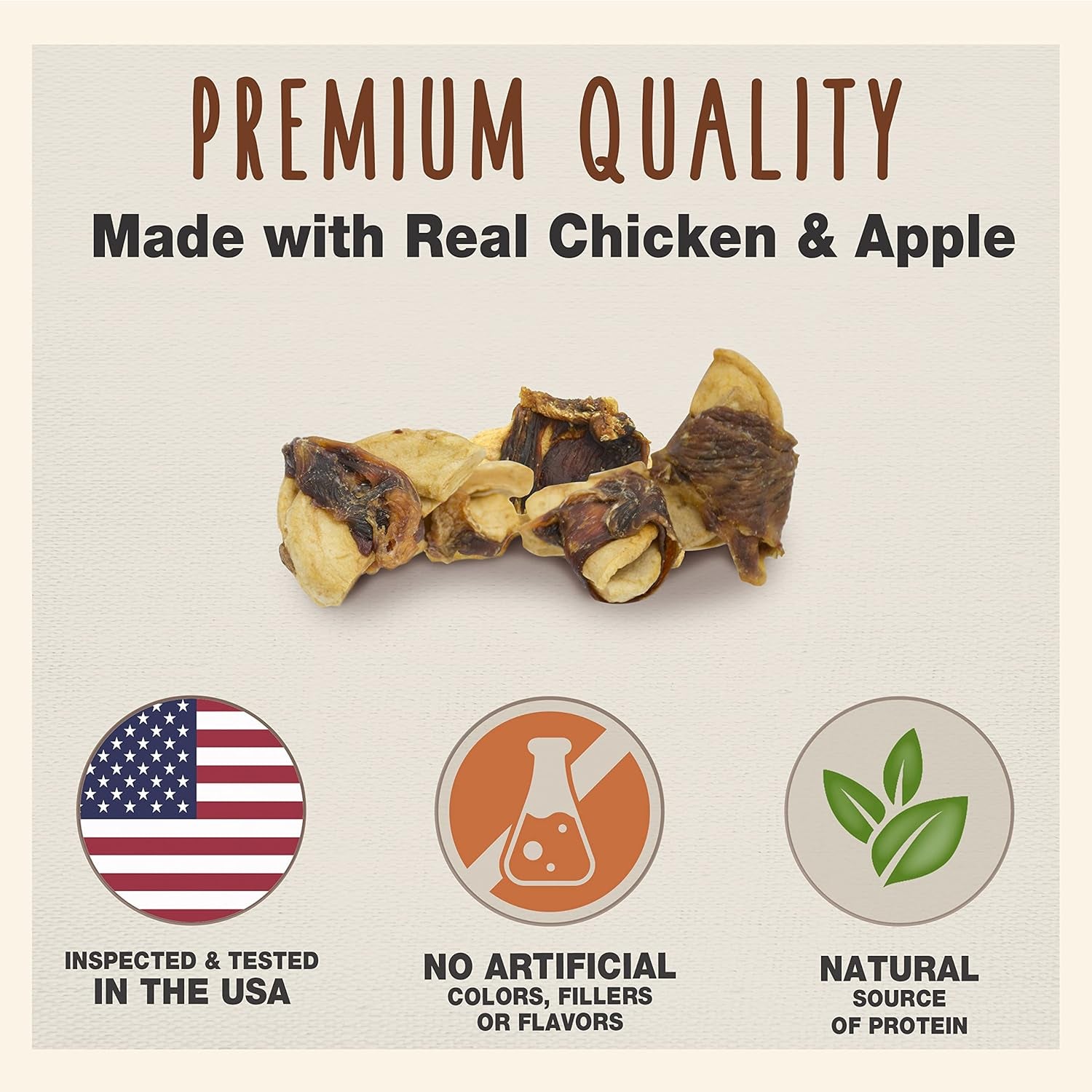 Gourmet Chicken & Apple Wrapped Dog Treats Wraps - Healthy & Natural Chicken & Apple Dog Training Treats for Small & Large Dogs - Inspected & Tested in USA (28 Oz.)