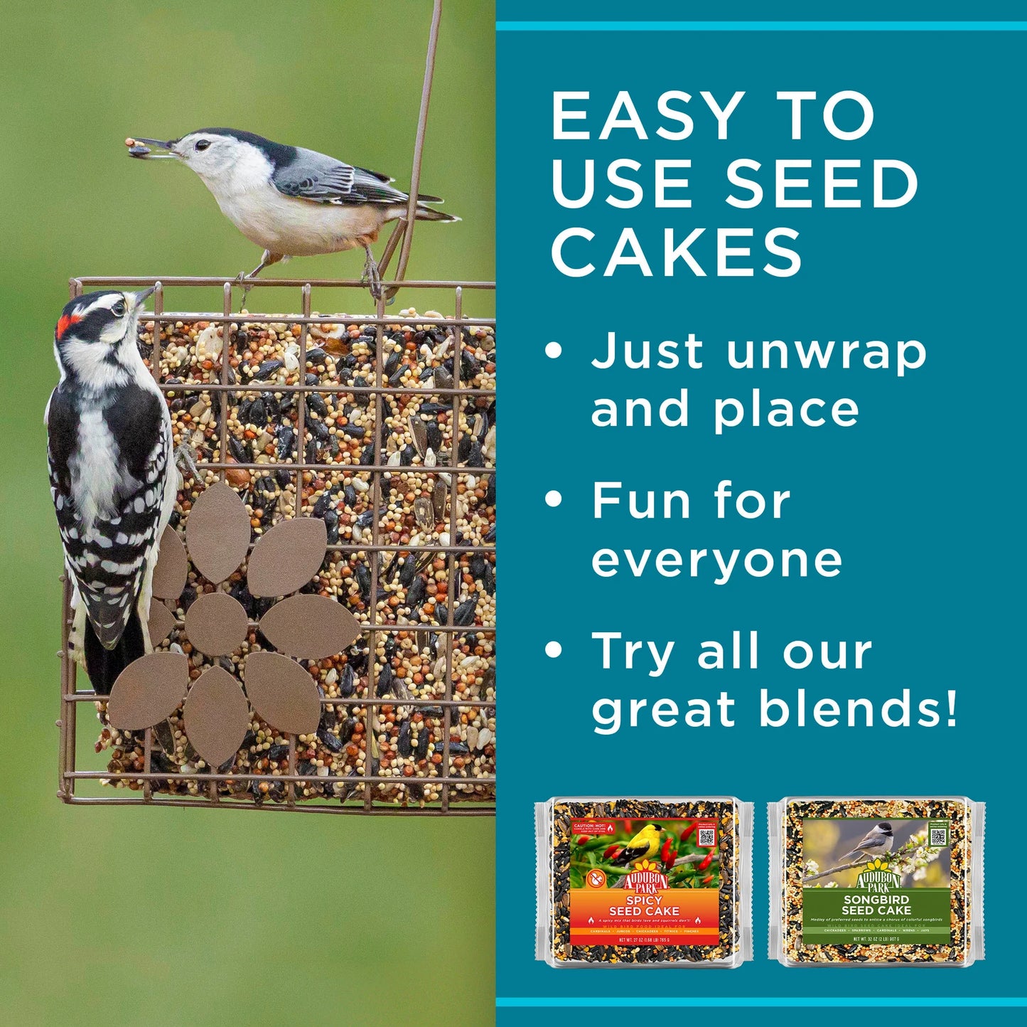 Songbird Seed Cake Wild Bird Food, Premium Pressed Bird Seed Mix, 26 Oz., 1 Count per Pack