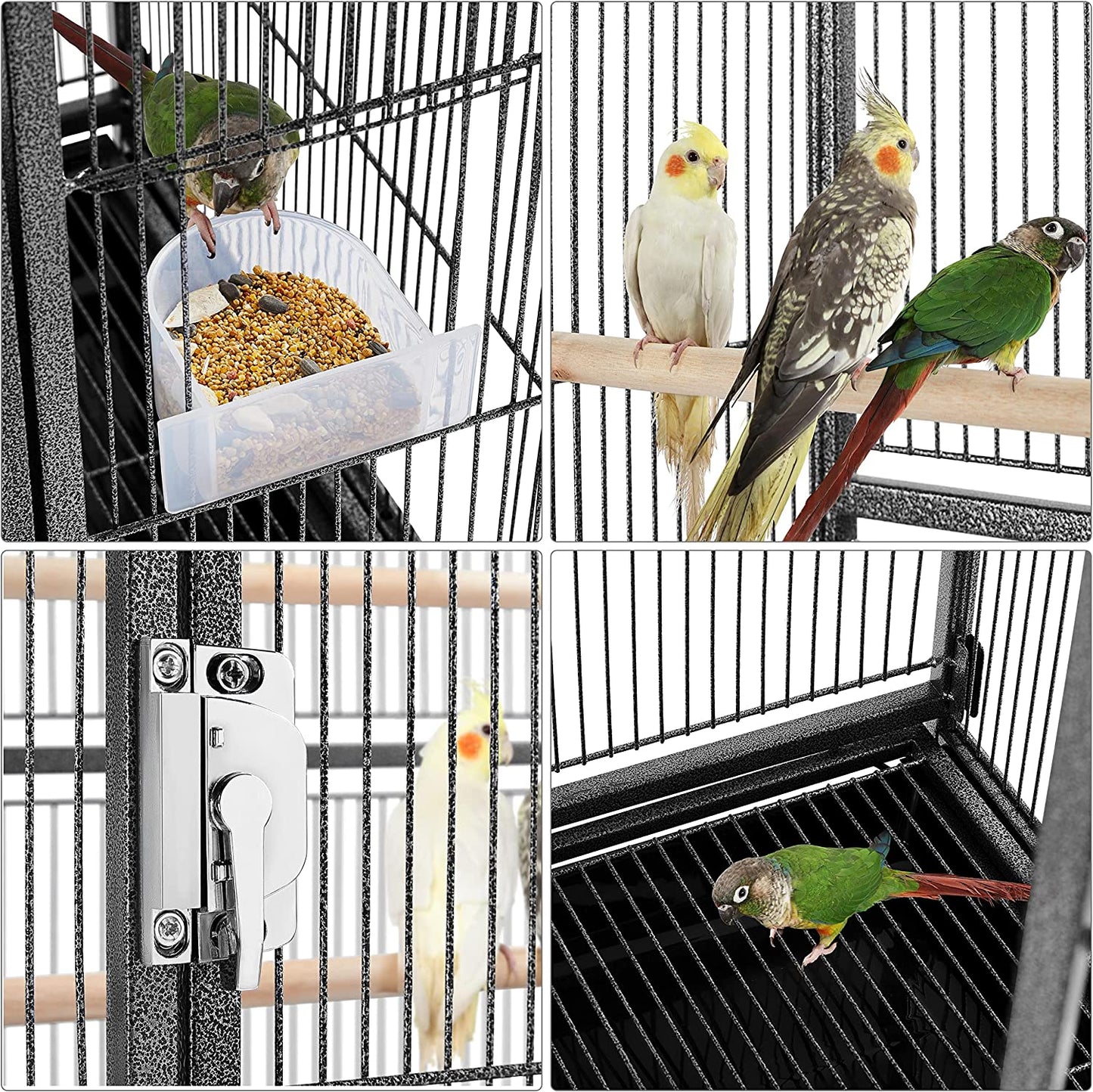 54-Inch Wrought Iron Standing Large Parrot Parakeet Flight Bird Cage for Small Parrot Sun Parakeet Green Cheek Conure Lovebird Budgie Finch Canary Bird Cage with Stand