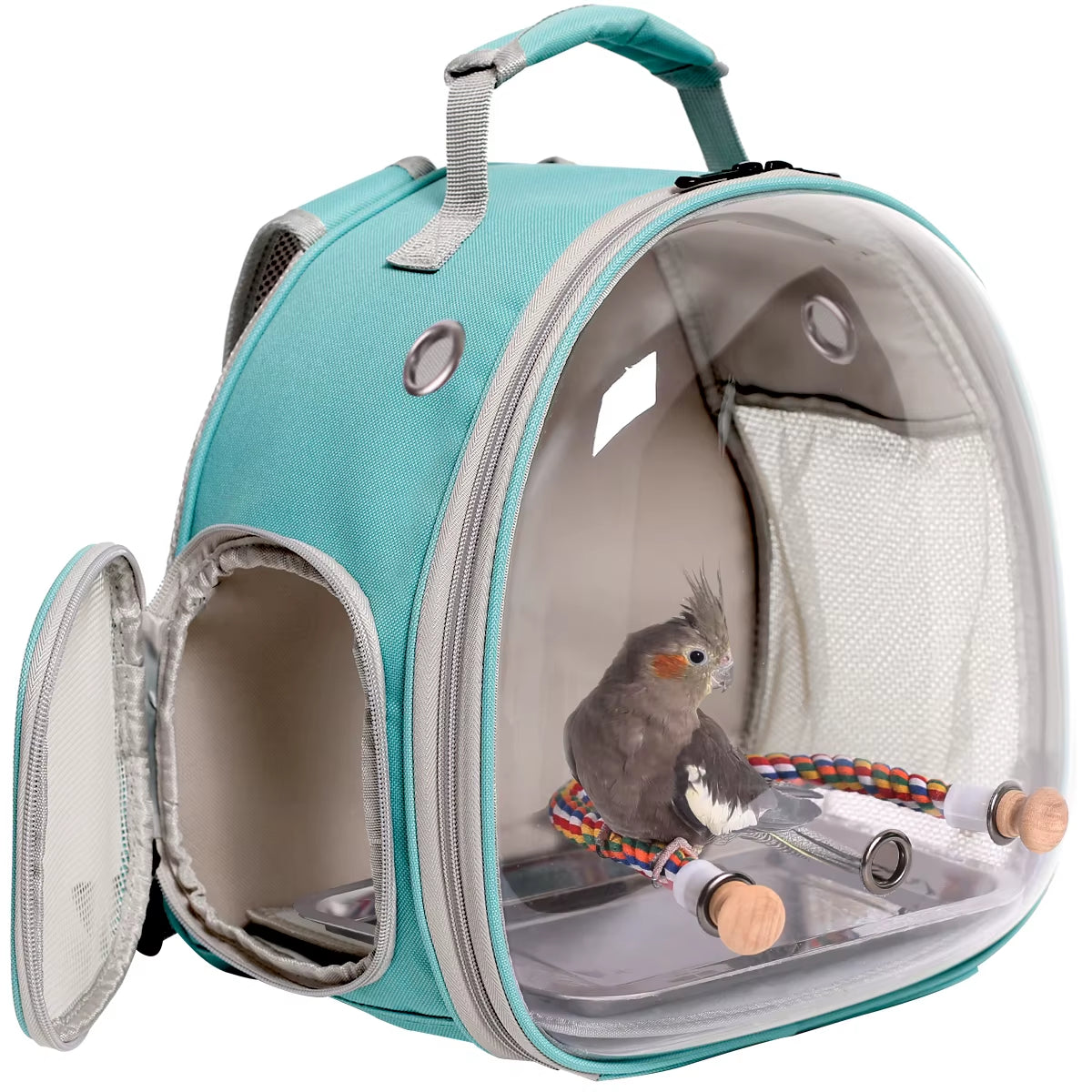 Portable Bird Travel Carrier Backpack with Rope Perch for Parrot Birds Cage Transparent Double Shoulder Gruinea Pig Backpack